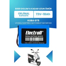 Electroll Kuba Gt5 Batarya (Standart Kapasite) Lifepo4 72V 18AH Elektrikli Motosiklet Bataryası
