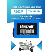 Electroll Arora Felix Batarya (Standart Kapasite) Lifepo4 72V 18AH Elektrikli Motosiklet Bataryası