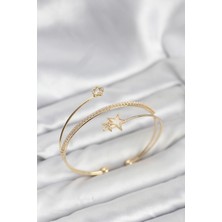 LTG Nova Yıldızlı Model Pirinç Gold Renk Kadın Bileklik