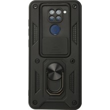 Senson Xiaomi Redmi Note 9 Kılıf Pars Lens Yüzüklü Silikon - Siyah