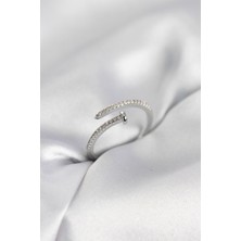 LTG Nova Çivi Model Zirkon Taşlı Gümüş Renk Kadın Yüzük