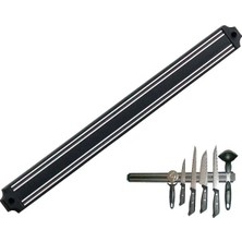 Senson Mutfak Duvarına Monte Mıknatıslı Geniş Bıçak Tutucu Stand - 55 cm - Siyah - Paslanmaz Çelik