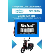 Electroll Arnica Emir 6000 Batarya (Standart Kapasite) Lifepo4 72V 18AH Elektrikli Motosiklet Bataryası
