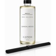 Capeso Sandal Wood 250 ml Sandal Ağacı Çubuklu Oda Kokusu Refill (Yedek) - 5 Adet Çubuk İle Birlikte