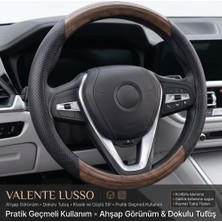 Valente Lusso Geçmeli Direksiyon Kılıfı Executive Serisi Ahşap Görünümlü - Kapitone Doku & Klasik Zarafet (38-40CM)
