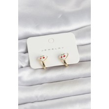 Mercansa Pirinç Gold Renk Mineli Kalp Kiraz Model Çocuk Küpe