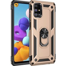 Senson Samsung Galaxy M51 Kılıf Sofya Yüzüklü Silikon Kapak - Gold