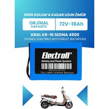 Electroll Kral Kr-16 Sedna 4500 Batarya (Standart Kapasite) Lifepo4 72V 18AH Elektrikli Motosiklet Bataryası