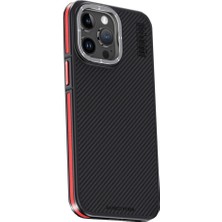 Senson Joko Apple Iphone 15 Pro Kılıf Aramid 600D Kevlar Karbon Fiber Magsafe Kapak - Kırmızı