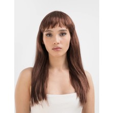 Senson Kahve Renk Uzun Düz Parti Peruğu - Uzun Kahverengi Peruk
