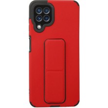 Senson Samsung Galaxy A22 Kılıf Mega Standlı Silikon - Kırmızı