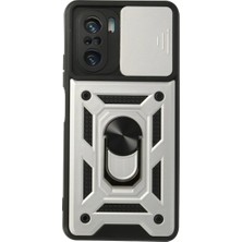 Senson Xiaomi Poco F3 Kılıf Pars Lens Yüzüklü Silikon - Gümüş
