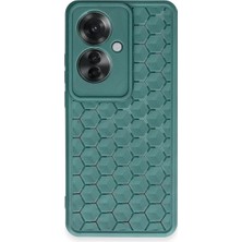 Senson Oppo Reno 11F Kılıf Petek Silikon Kapak - Koyu Yeşil