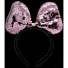 Senson Renk Değiştiren Pullu Payetli Fiyonk Parti Tacı Pembe Gümüş Renk 20X16 cm