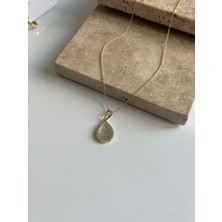 Luckyb Store 14 K Altın Kaplama Taşlı Damla Model Kolye
