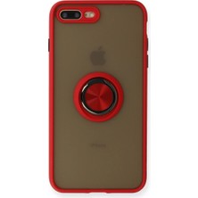 Senson Apple Iphone 7 Plus Kılıf Montreal Yüzüklü Silikon Kapak - Kırmızı