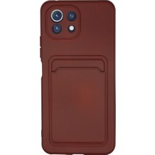 Senson Xiaomi Mi 11 Kılıf Kelvin Kartvizitli Silikon - Bordo