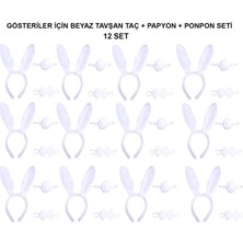Senson Beyaz Tavşan Kostüm Seti – Taç, Papyon, Kuyruk (12’li Paket)