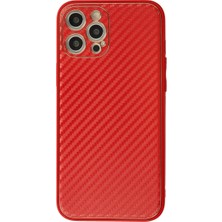 Senson Apple Iphone 12 Pro Max Kılıf Coco Karbon Silikon - Kırmızı