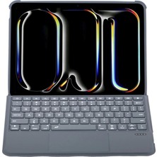 Senson Apple T5510D Ipad Pro 13 (2024) Kılıf Palermo Ledli Klavyeli Standlı Tablet Kılıfı - Siyah