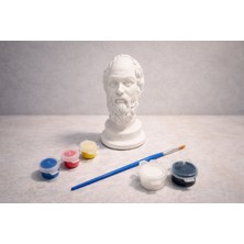 En Art Sokrates Biblo Boyama Seti – 5 Renk Akrilik Boya ve Fırça Dahil | Felsefi Dekoratif Biblo Dıy Hobi Seti (12 Cm)