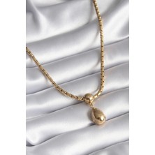 Mercansa 316L Çelik Gold Renk Yılan Sırtı Zincir Model Damla Sallantı Kadın Kolye