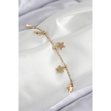 LTG Nova Çelik Sıralı Yıldız Model Gold Renk Kadın Bileklik