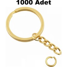 Orhan Çanta 1000 Adet Gold Ezme Zincirli Anahtarlık Halkası C Bağlantı Aparatlı - 25 mm Altın Renk Kolay Montaj Anahtarlık Ucu