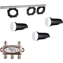 Atlanta 3lü LNB Aparatı + 3 Adet Inverto Single LNB + ADS-01 1/4 DiSEqC Switch