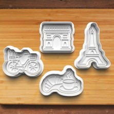 Hobist Paris Temalı 4'lü 2026 Set Kurabiye ve Şeker Hamuru Kalıbı