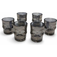 Mercansa 6'lı Kurukafa Siyah Cam Shot Bardağı Seti