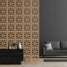 Makta ® Perde Paravan | Lazer Kesim Ahşap Sarkıt Seperatör, 4'lü Panel Levha Seti