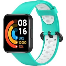 Senson Xiaomi Redmi Watch 2 Spor Delikli Kordon (Saat Değildir) - Turkuaz-Beyaz