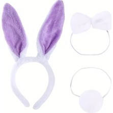 İlkyaz Fashion Lila Mor Tavşan Kulak Papyon Kuyruk 3&amp;#39;lü Parti Seti