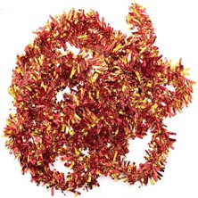 Senson Kırmızı Altın Renk 4 cm Genişlik Garland Çift Renk Sim Süs 180 cm