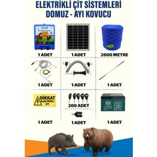 Atlas Ürünleri 2000mt 25-100 Dönüm Ayı Kovucu Elektrikli Çit Sistemi Kapı Yaylı 14A Akü ve 25W Güneş Panelli