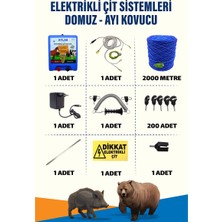 Atlas Ürünleri 2000mt 25-100 Dönüm Adaptörlü Elektrikli Çit Sistemi + Kapı Yaylı Set – 5 Yıl Garanti