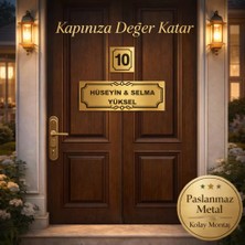 Outdoor One Kapı İsimliği Klasik Ev Dış Kapı İsimliği Çelik Kapı İsimliği Gold0009