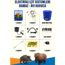 Atlas Ürünleri 500mt 1-5 Dönüm Adaptörlü Elektrikli Çit Sistemi + Kapı Yaylı Set – 5 Yıl Garanti