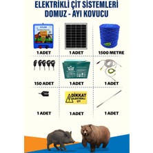 Atlas Ürünleri 1500mt 15-30 Dönüm Ayı Kovucu Elektrikli Çit Sistemi 24A Akü ve 25W Güneş Panelli