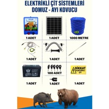 Atlas Ürünleri 1000mt 5-15 Dönüm 12V Akü ve 25W Güneş Panelli Elektrikli Çit Sistemi + Kapı Yaylı Set