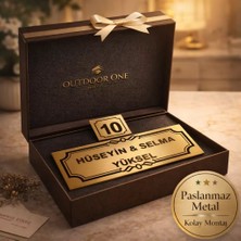 Outdoor One Kapı İsimliği Klasik Ev Dış Kapı İsimliği Çelik Kapı İsimliği Gold0006
