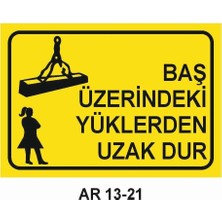 Outdoor One BAŞ ÜZERİNDEKİ YÜKLERDEN UZAK DUR KADIN FİGÜRLÜ İŞ GÜVENLİĞİ UYARI LEVHASI 1 ADET PVC 21 X 29CM