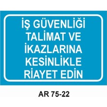 Outdoor One İŞ GÜVENLİĞİ UYARI LEVHASI 1 ADET PVC 21 X 29CM
