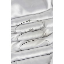 Vice Avm Zirkon Taşlı Kutup Yıldızı Model Gümüş Renk 3'lü Kadın Bileklik Kombini (VICE/1395)