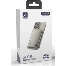 Pileli Store Newface PW555 5.000 Mah Dijital Göstergeli 18W Type-C ve 15W Kablosuz Şarj Pd Hızlı Şarj Magsafe Powerbank - Titanyum