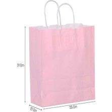 25*31*12 Pembe Saplı Kağıt Çanta 24 Adet