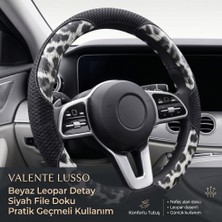Valente Lusso Geçmeli Direksiyon Kılıfı Aero-Irbis Serisi 3D Fileli - Nefes Alan Kar Leoparı Deseni (38-40CM Universal)