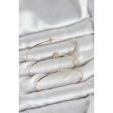 Vice Avm Zirkon Taşlı Kutup Yıldızı Model Gold Renk 3'lü Kadın Bileklik Kombini (VICE/1395)