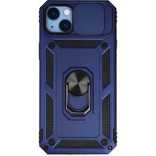 Senka Newface Iphone 14 Plus Kılıf Pars Lens Yüzüklü Silikon - Lacivert